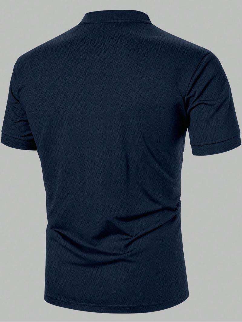 Men's Button Front Shortsleeve Polo Shirt, Casual Short Sleeve Polo Top for Summer, Fashion Men's Clothes for Daily Wear, Casual Golf Polo