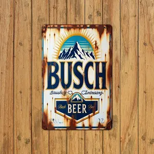 Vintage Busch-Themed Metal Tin Sign (8x12), Classic Home Signs, Nostalgic Wall Arts, Rustic Waterproof Dustproof Plaque, Home Decor Accessories for Bar