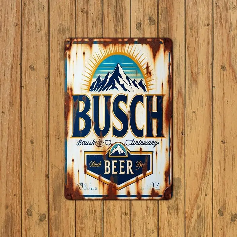 Vintage Busch-Themed Metal Tin Sign (8x12 in), Rustic Home Signboard, Waterproof Dustproof Plaque, Nostalgic Wall Art, Bar Home Decor Accessory