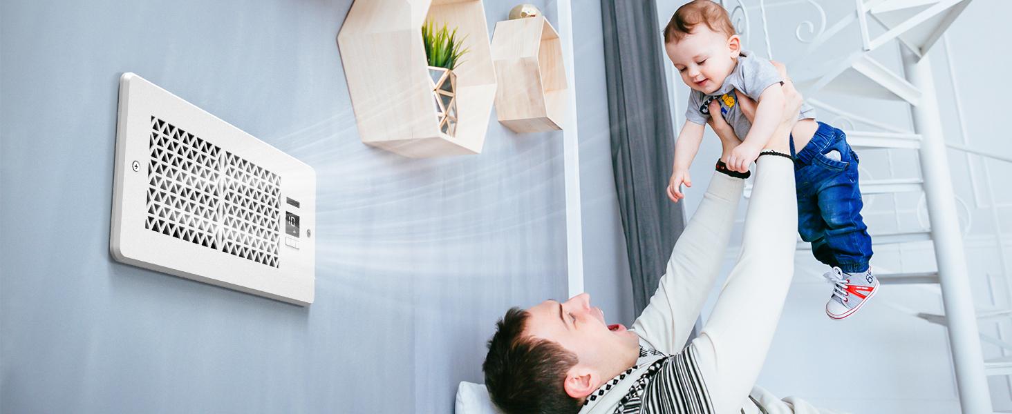 2 Pack/ 1 Pack Register Booster Fan for 4" x 10" Register Holes with Remote Control and Thermostat, 10-Speeds Floor Vent Fans Booster - Enhances AC Heating&Cooling Airflow, Quiet Air Duct Fan for Wall Ventilation Ventilator