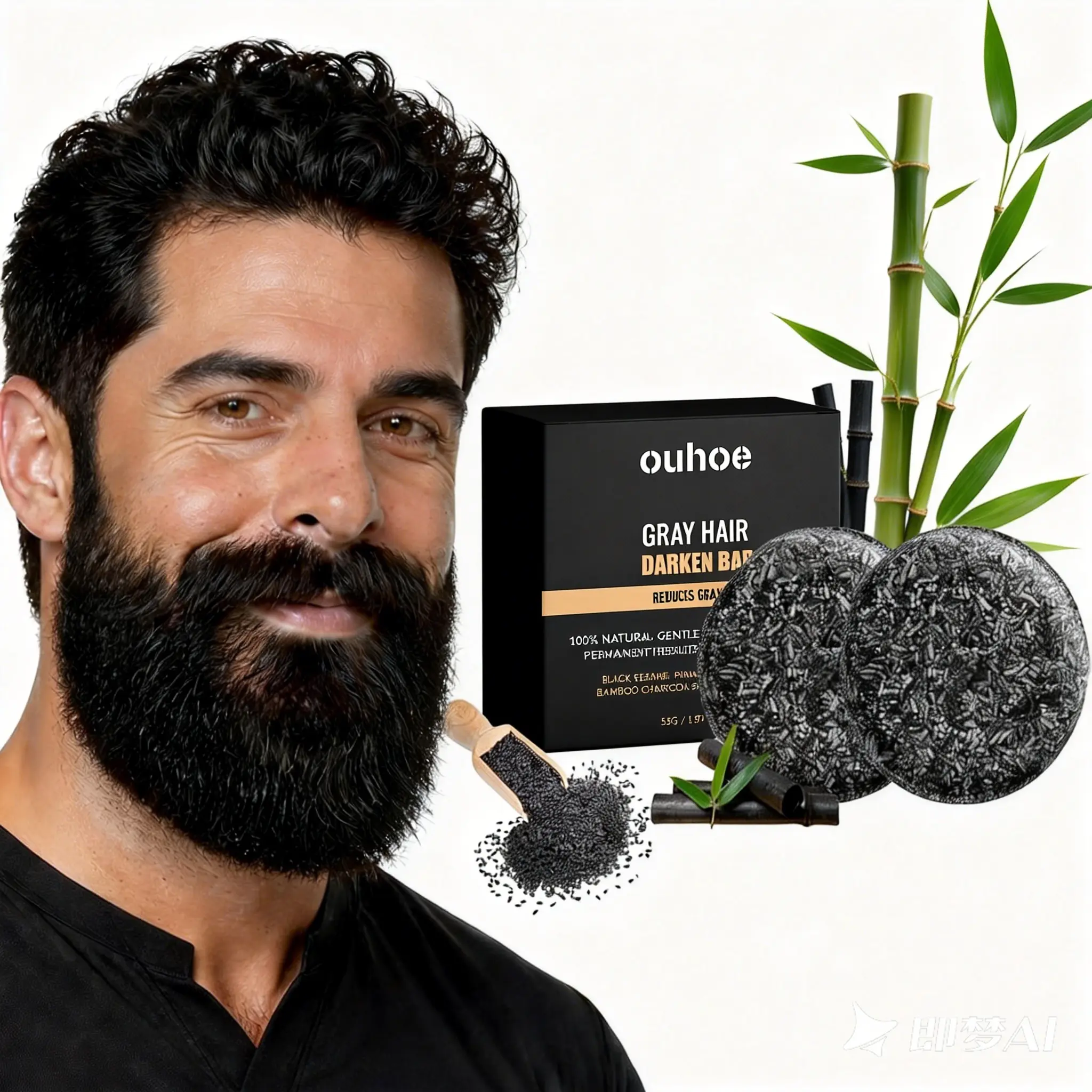 1/2PCS Men’s Hair Shampoo Soap – Natural Gray Hair Reverse Bar – Deep Cleaning & Nourishing Shampoo Bar for Men – Moisturizing Hair Care, Dark Hair Shine, Soothing & Sustainable Cleansing Solution Conditioner Haircare Glossy Cleanser Haircare Cleanser