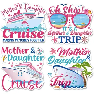 Mother and Daughter Cruise Door Magnets - Cosmisun 4PCS Mother and Daughter Trip Cruise Door Decorations Magnetic Large Mom Girl Cruise Ship Door Decoration Magnets for Cabin Stateroom Carnival Party