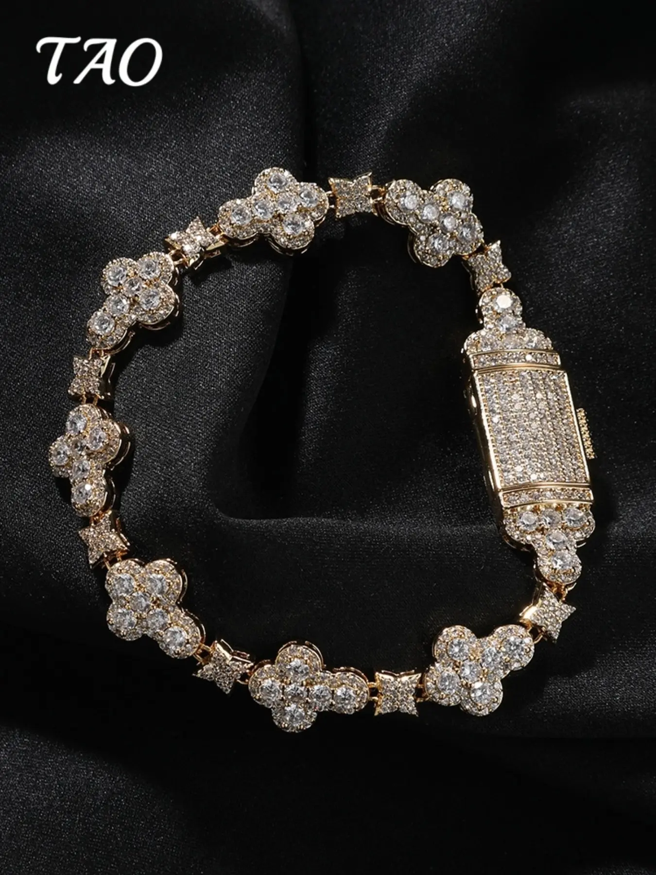 TAO-Creative Cross Bracelet with Luxurious Zircon, Hip Hop Style, Unisex, Perfect Gift for Birthday and Anniversary, All Seasons Wear
