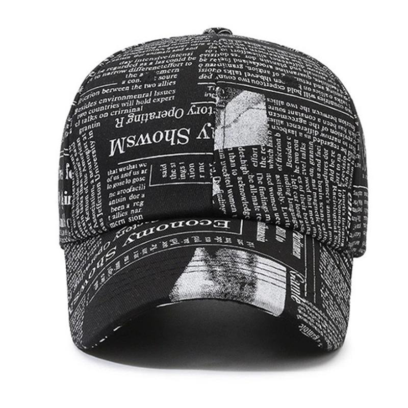 Hot Sale Unisex Casual Graffiti Newspaper Design Baseball Cap Street Hip Hop Sunscreen Outdoor Hat For Women And Men