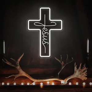 Jesus Cross Neon Light, Adjustable LED Neon Lamp for Wall Decor, Bedroom, Home, Party, Wedding, Christmas, Easter, New Year Gift, Crosses Wall Decor