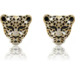 Bling Rhinestone Leopard Head Vent Clip Air Freshener, Refillable Essential Oil Diffuser, Sparkly Cheetah Print Car Decor