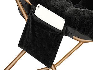 Comfy Saucer Chair, Foldable Living Room Chairs, Soft Faux Fur Lounge Chair for Bedroom, Reading Chairs for Adults,Teens, X-Large (Black)