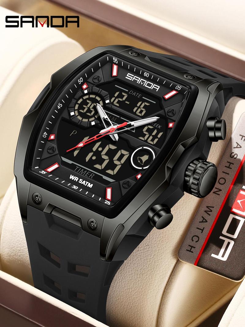 Men's Sportive Digital Watch, Fashionable Digital Watch with Digital Display, Trendy Multifunctional Watch for Daily Life, with Box