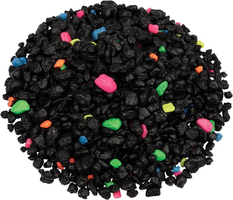 Aquarium Gravel, Fish Tank Gravel, Black With Fluorescent Accents, Compliments GloFish Tanks, 5 lb Bag