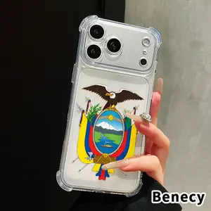 Ecuador's National Emblem Pattern Phone Case for iPhone 17 Air 16 E 15 14 13 12 Pro Max Plus 11 Transparent Anti-Yellowing Four-corner Thickened Mobile border with counter-fall Safety Cushion