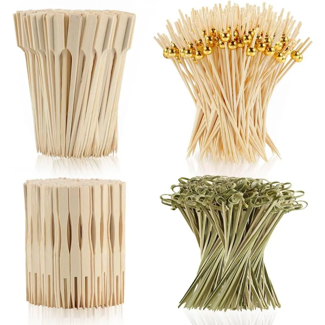 Bamboo Cocktail Picks Set, 400-Count 4.7in Sturdy Disposable Eco-Friendly Food Sticks for Wedding, Baby Shower, Graduation Party Drinks, Cheese Charcuterie Board Accessories