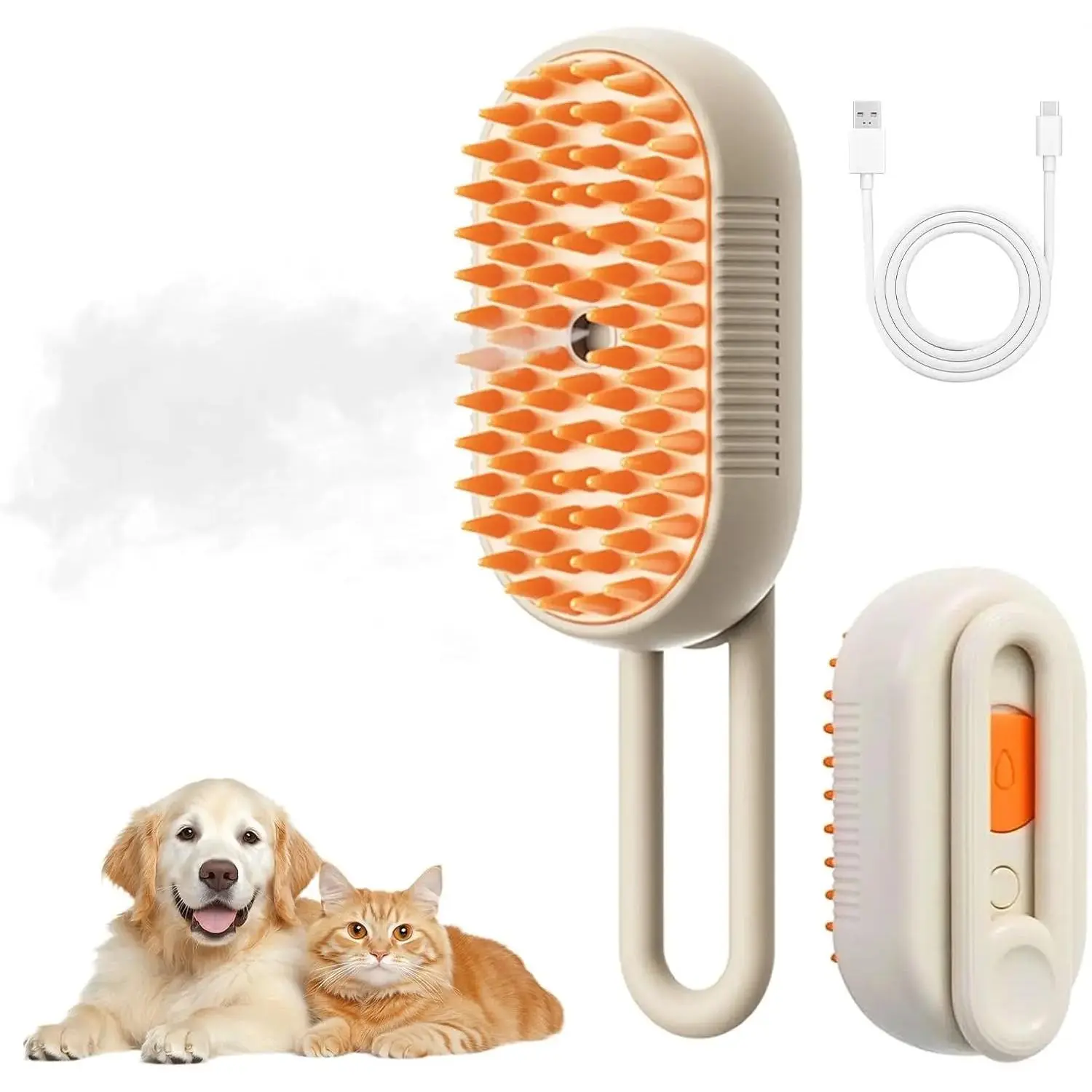 Rechargeable Steam Pet Brush for Shedding – Anti-Static, Combines Massage, Cleaning, Grooming, and Shedding Control for Cats and Dogs, Perfect for All Coat Types