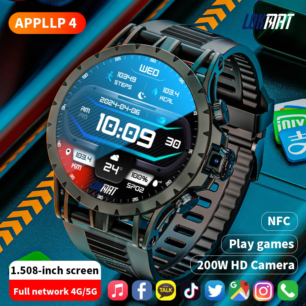LOKMAT Foreign Trade Version Android Smart Watch - TikTok-Trending Wearable Tech, WiFi Access, 200W Rotatable Digital Camera for Photos & Video Calls, Memory Function, 20mm Artificial Leather Strap, Not Water Resistant