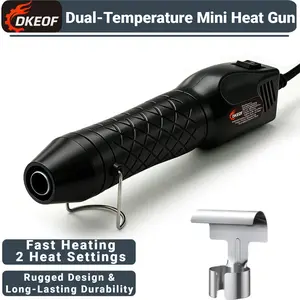 DKEOF Mini Heat Gun Tool, Low Vibration & Low Noise Quiet Operation, Strong Wind High Airflow, Dual Temp 100-300℃, 12-Second Fast Heating, Portable Lightweight Ergonomic for DIY Crafts Resin Art Shrink Wrapping Epoxy Curing Home Use