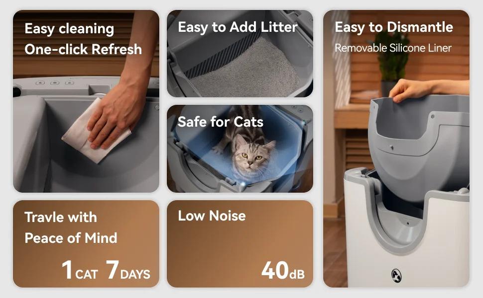 【Fan seckill price 】 Self-Cleaning Litter Box - Open-Top Automatic Cat Litter Box with Odor Control, Safety Features, and Easy Maintenance