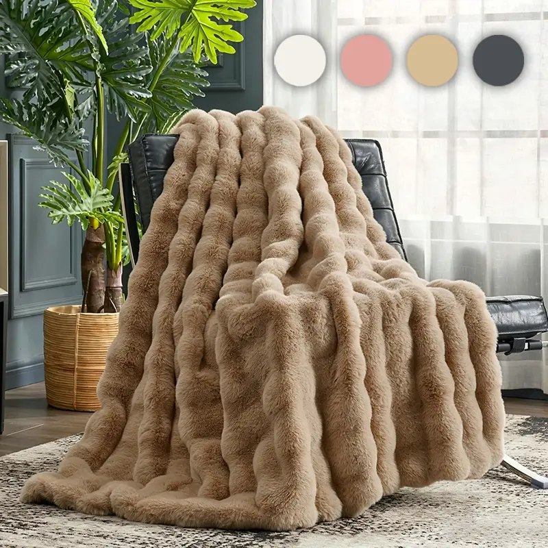 Must-Have Luxe Bubble Plush Blanket, Reversible Soft & Plush Air Conditioning Throw, Thick Cloud-Like Touch Breathable Decor Sofa Cover, Easy-Care Washable Fabric for Autumn, Winter & Year-Round Household Use, Cozy Cloud Blanket, Fuzzy Soft Blanket