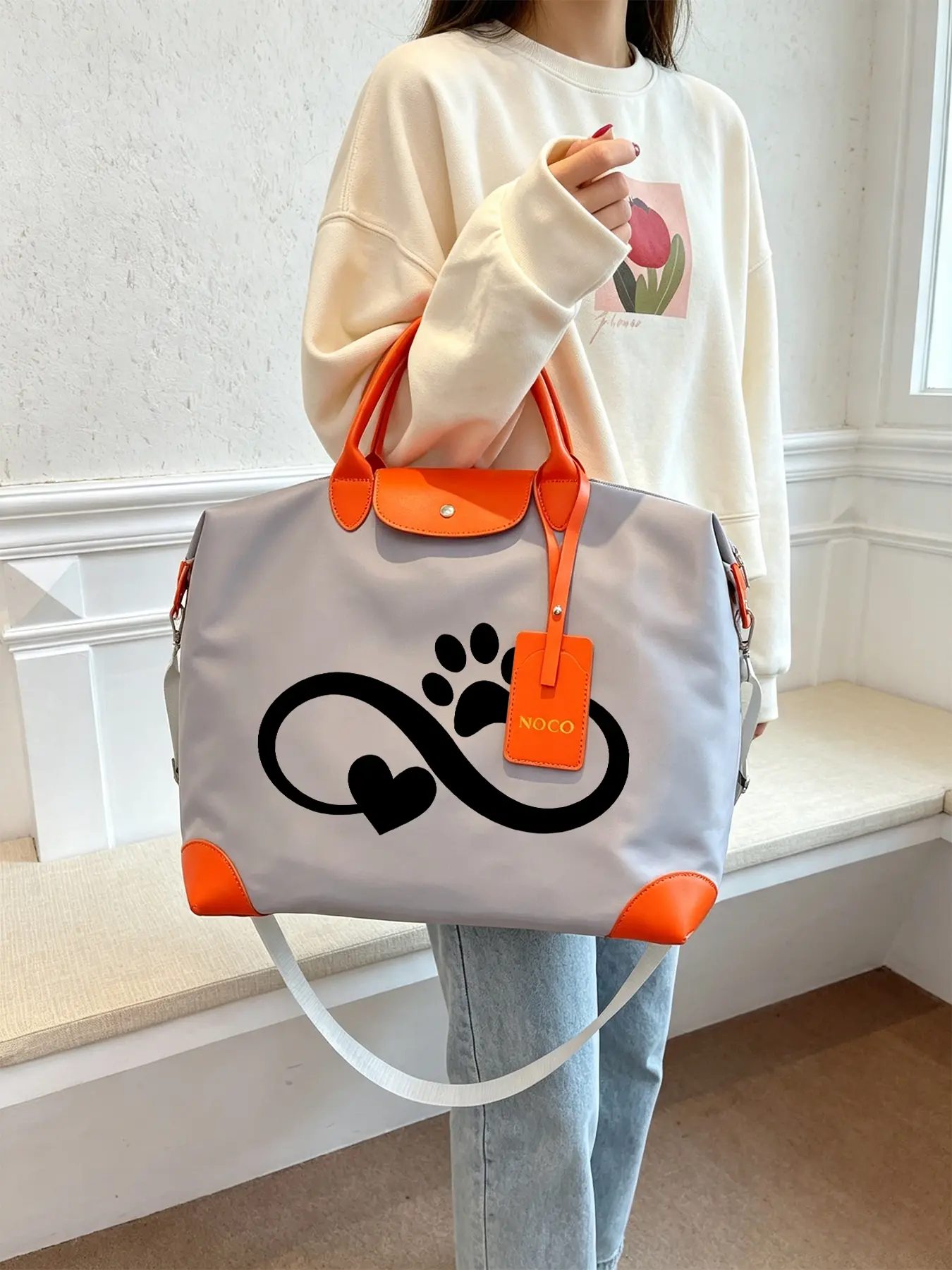 Infinity Symbol Pattern Handbag, Durable and Large-capacity Zippered Tote Bag, Can Be Carried By Hand or Worn Crossbody, Suitable for Work and Daily Commuting, Halloween Gifts