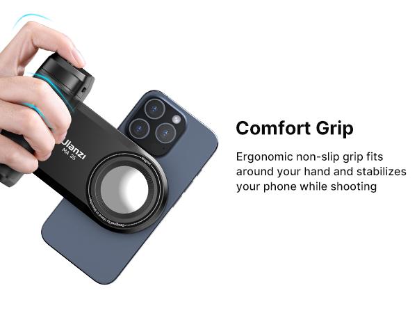 ULANZI Phone Camera Grip MA35, 2-in-1 Magnetic & Phone Clip Camera Grip Handle Holder with Detachable Remote Shutter with Cold Shoe Adapter for iPhone Samsung Smartphone, Vlog Selfie