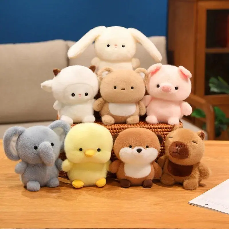 15CM Small Desktop Plush Toys Lovely Rabbit Sheep Pig Duck Otter Capybara Elephant Stuffed Animal Doll Cute Healing Doll Gifts