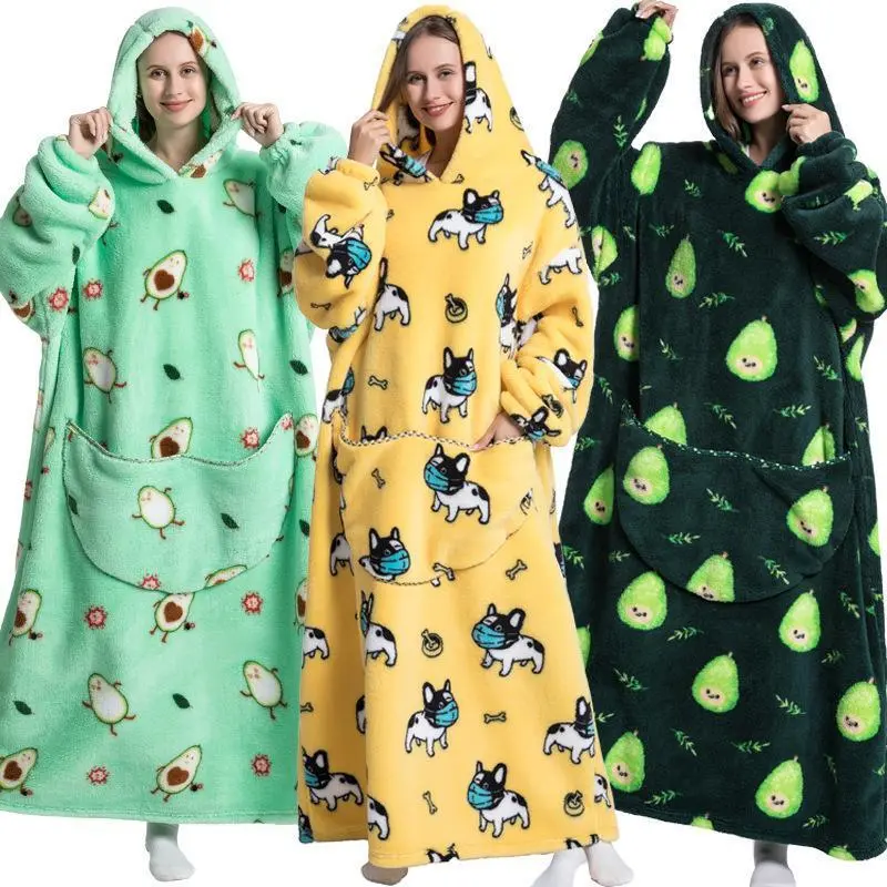 Sweatshirt Oversized Thermal Pullover Lazy Sweatshirt Extra Long Blanket Hoodie Wearable Blanket