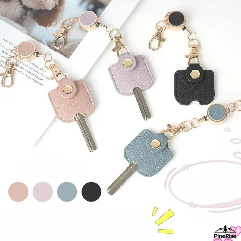 4-Color Detachable PU Leather Key Cover, Litchi Texture Snug Fit Key Protection Sleeve, Portable Size Organizer Accessory for Indoor Leisure & Household Item Arrangement