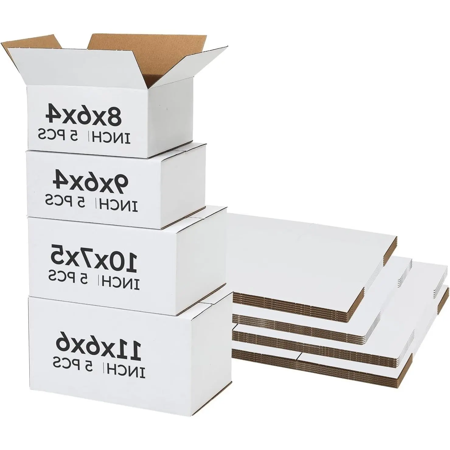 Assorted Sizes Shipping Boxes 20 Pack (11x6x6, 10x7x5, 9x6x4, 8x6x4), White Corrugated Cardboard Mailers, 5 PCS per Size Small Boxes for Small Business Packaging, Shipping & StorageGift
