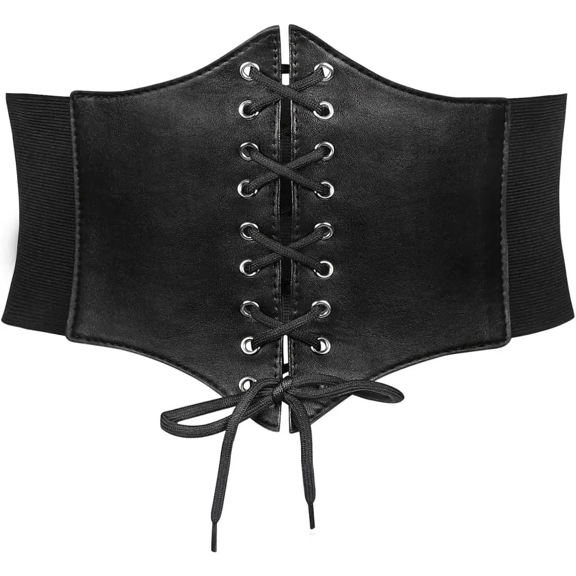 Womens Elastic Lace-up Tied Corset Belt Wide  Waspie  Belts for Dresses Fashion Pirate Halloween Costume