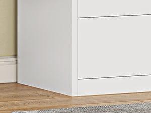 Sikaic Modern White Dresser with 4 Drawers Freestanding Wood Cupboard for Bedroom Living Room Hallway Storage Chest of Drawers with Metal Slide Rail Anti-tipping Belt