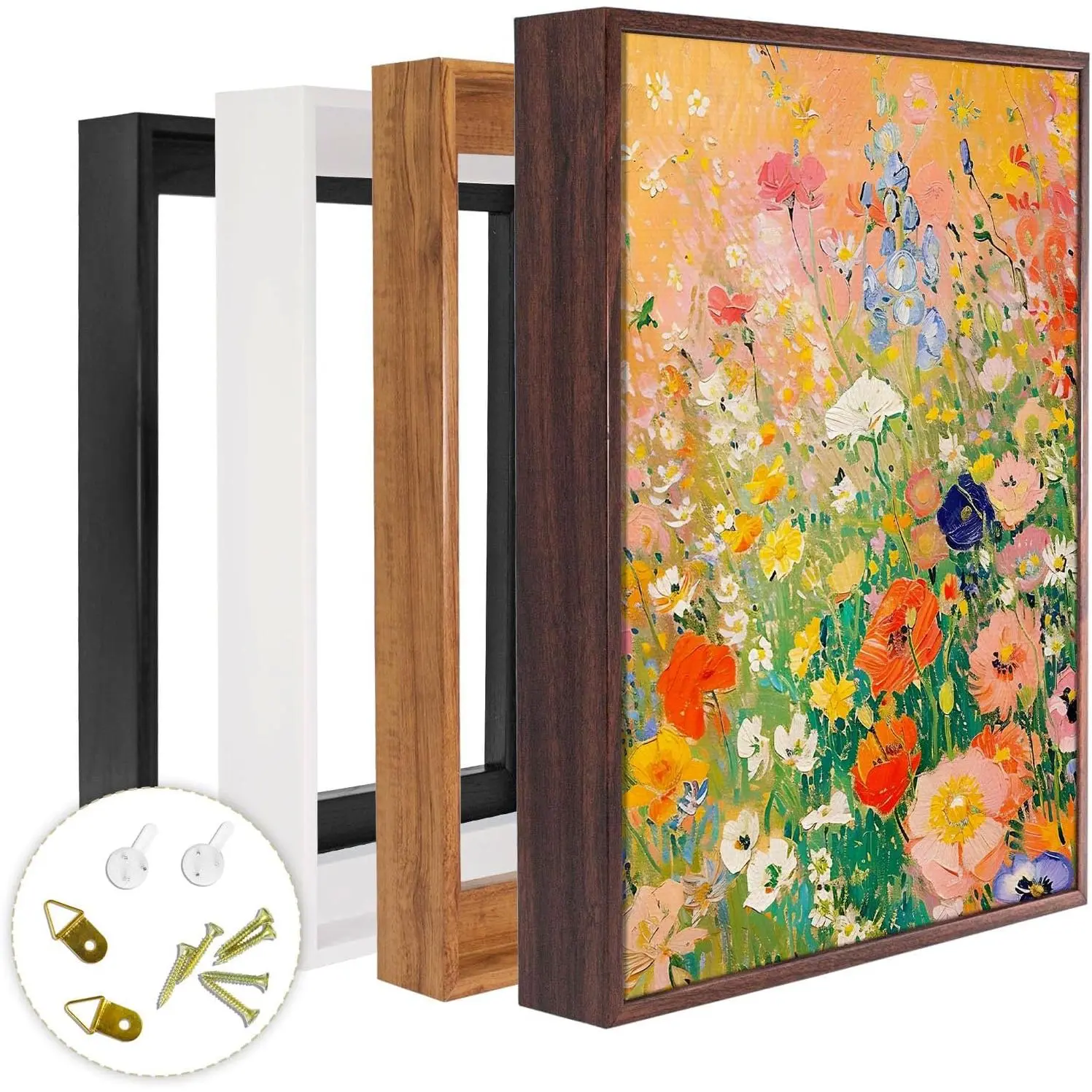 Floating Frames for Canvas, Wood-Look Frames for 1.25" Thick Canvas Paintings, Floater Frame Kit 50 Sizes 4 Colors for Room Wall Art Decor, 8x10inch Brown 1-Pack