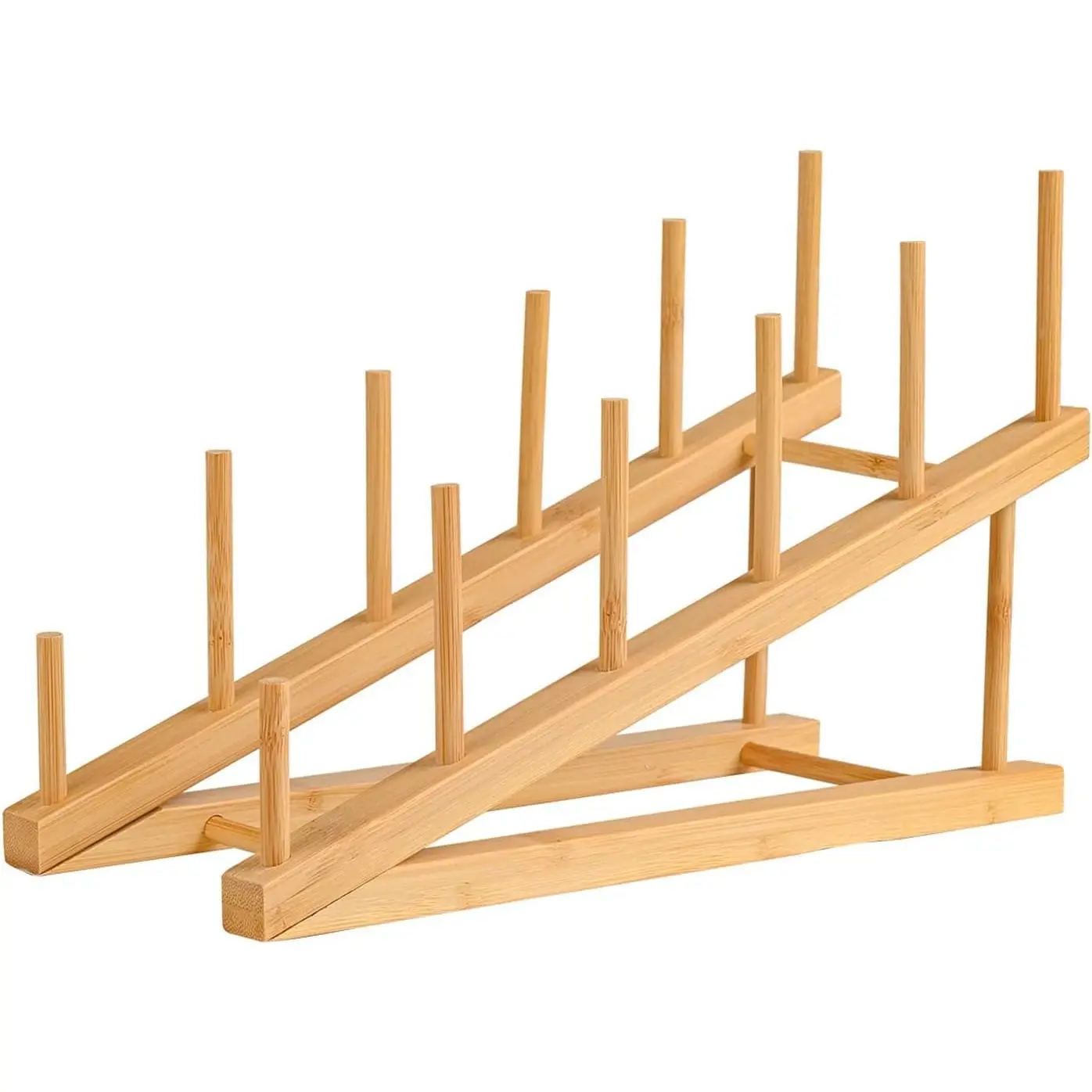 Plate Stands For Display, Wooden Plate Rack Dish Stand Holder | 5-Tier Display Stand for Book, Art Print, Puzzle,  Board, Pot Lid Rack and Kitchen Cabinet Organizer (1 Pack)