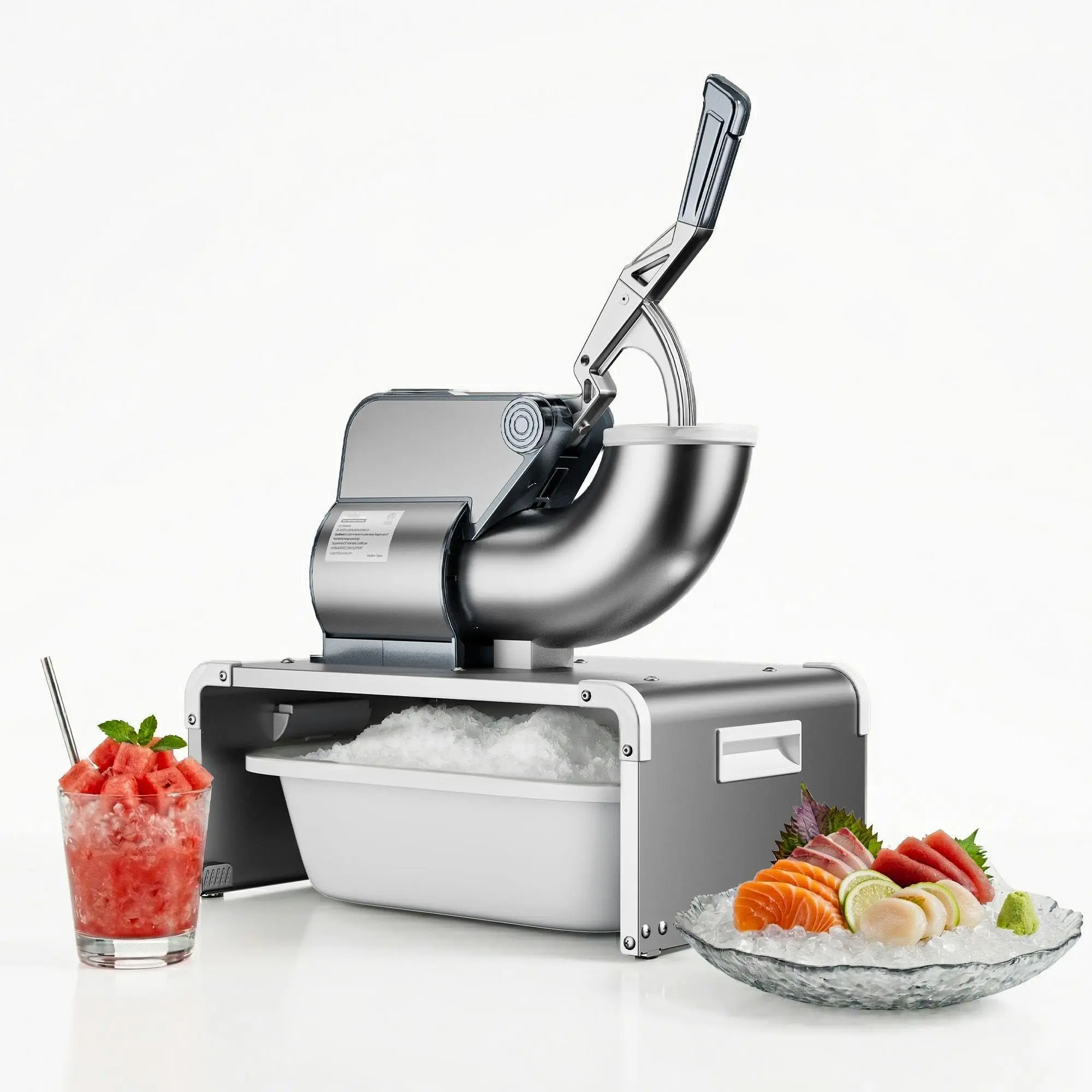 Commercial Ice Shaver Machine 750LBS/H – 350W Electric Ice Crusher with 4 Stainless Steel Blades, 2.64Gal Large Hoppe, Heavy Duty Shaved Snow Cone Maker for Bars, Parties, Dessert Shops