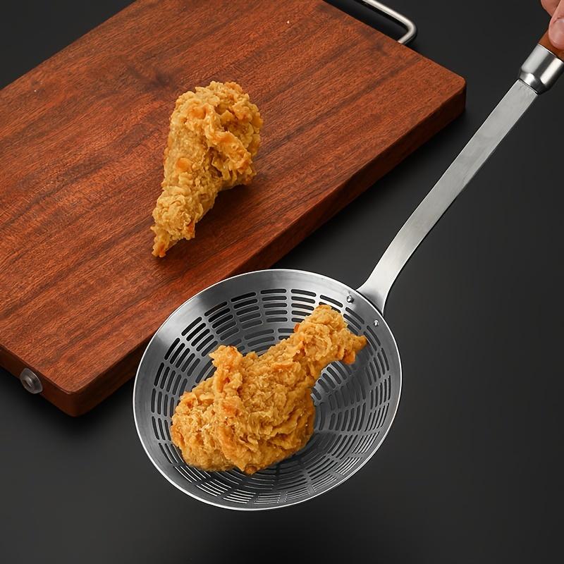 1pc 304 Stainless Steel Anti-Scald Deep Frying Strainer Ladle, Dumpling and Noodle Skimmer, Hot Pot Colander Strainer Spoon
