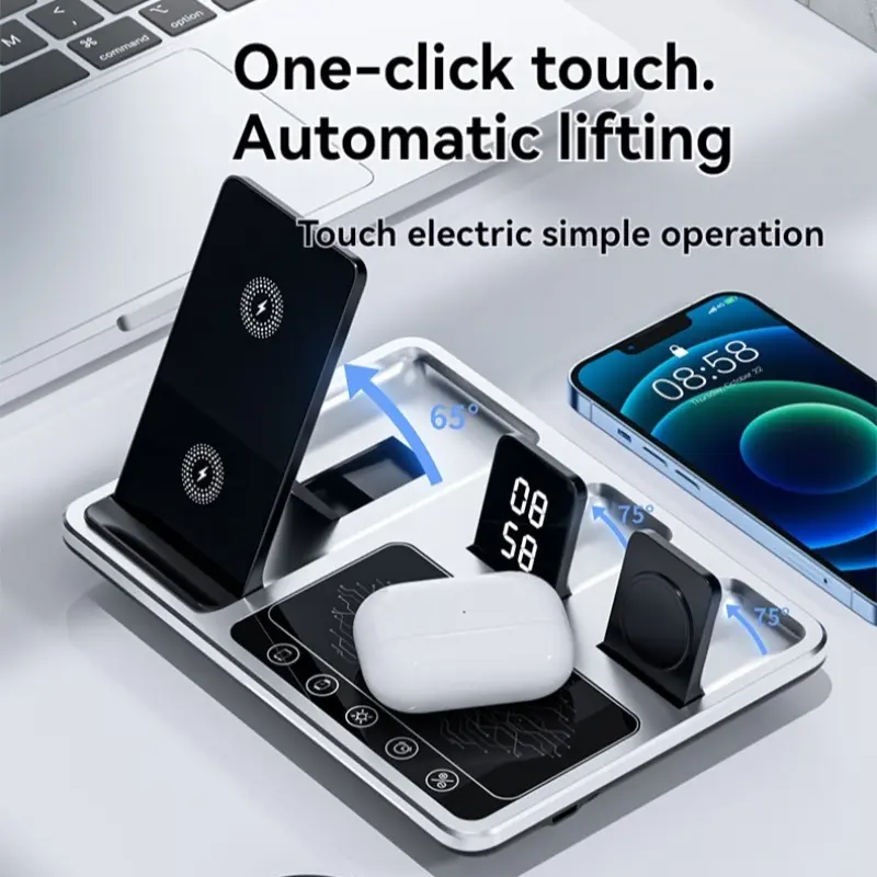 30W super fast charge four-in-one wireless charger smart touch electric auto stretch drop, suitable for iphone16/15/14/13/12,Airpods,watch, holiday gift!