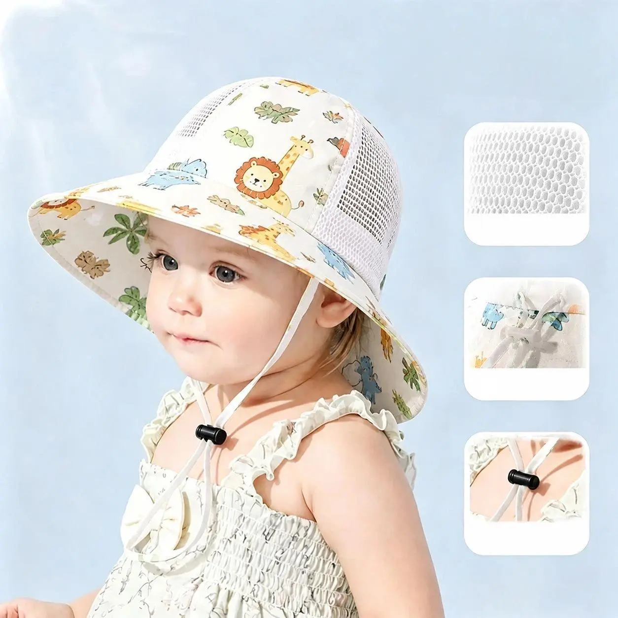 Kids Sunshade Hat with Custom Printed Name – Thin Summer Hat for Baby, Sunproof – Sunshade Hat for Boys – Bucket Hat for Girls