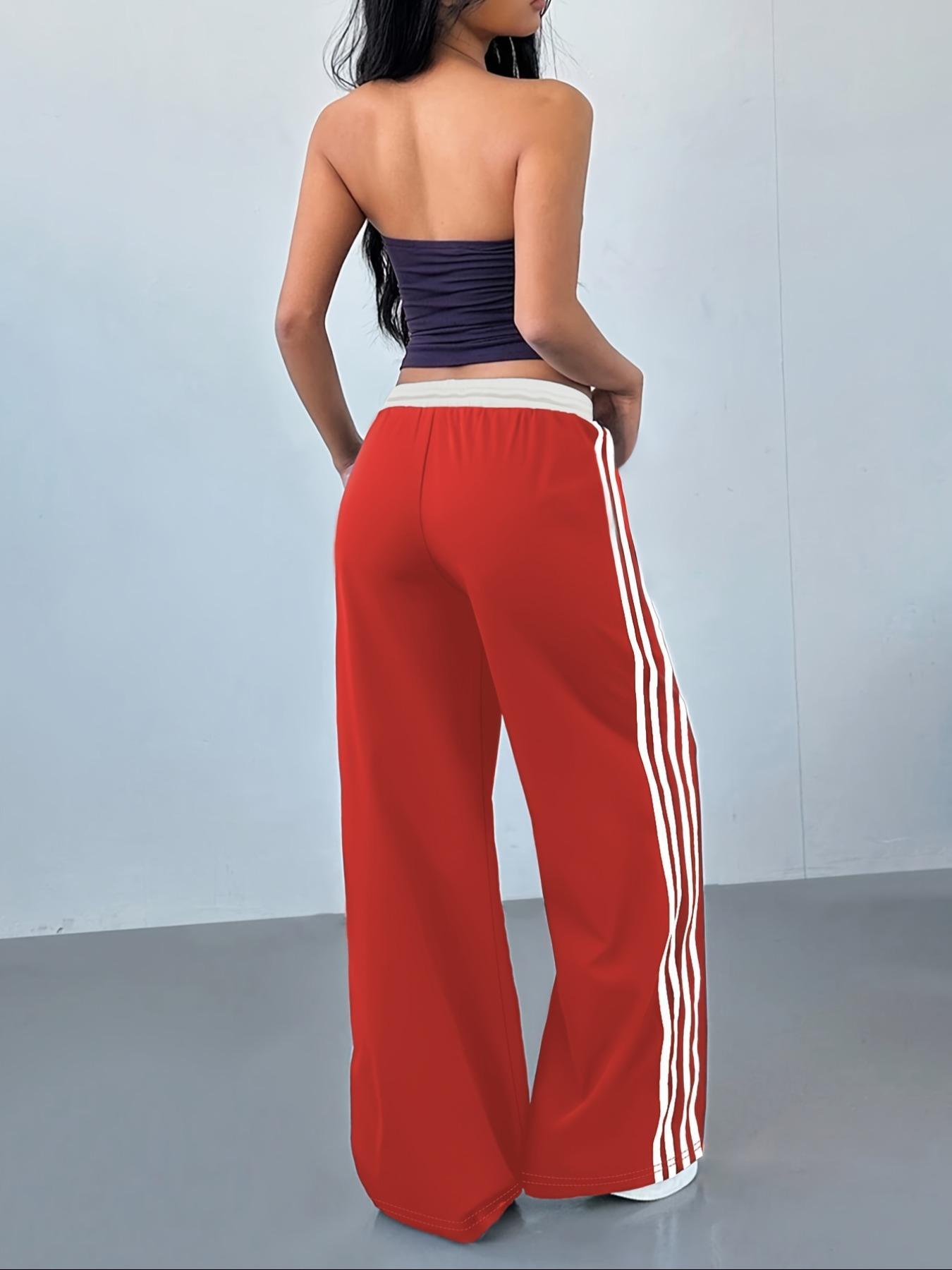 Women's Striped Side Sweatpants, Casual Comfy Wide Leg Trousers for Daily Wear, Ladies Bottoms for All Seasons Pants, Athleisure Style Bottoms