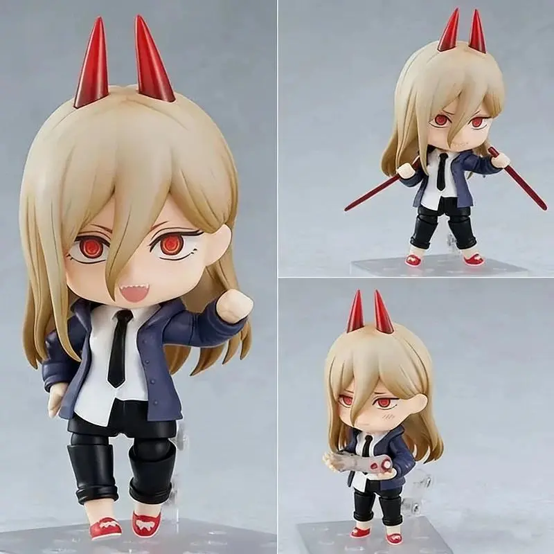 10cm Chainsaw Man Power Q Version Nendoroid Action Figure Interchangeable Face Anime Figure PVC Model Toy With Stand Decor Gift alien stage blind box