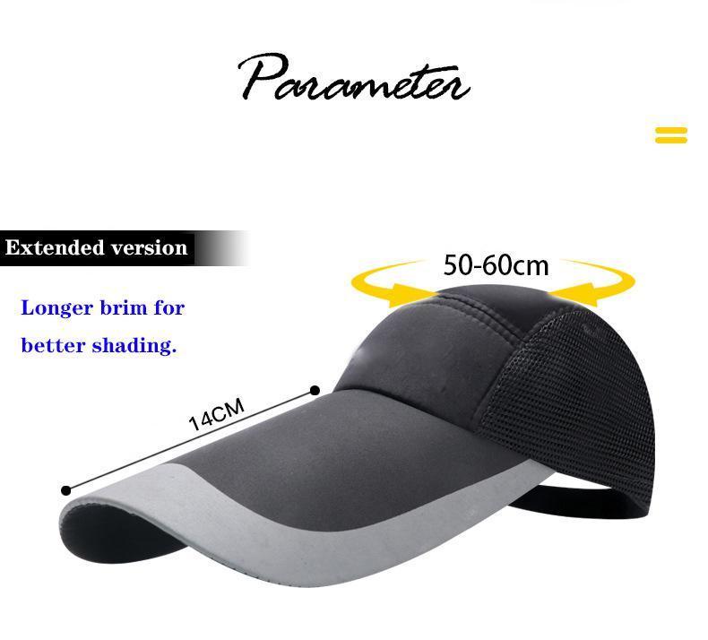 Spring and Summer Outdoor Work Mountaineering Fishing 14cm Long Brim Quick Drying Breathable Baseball Cap Visors