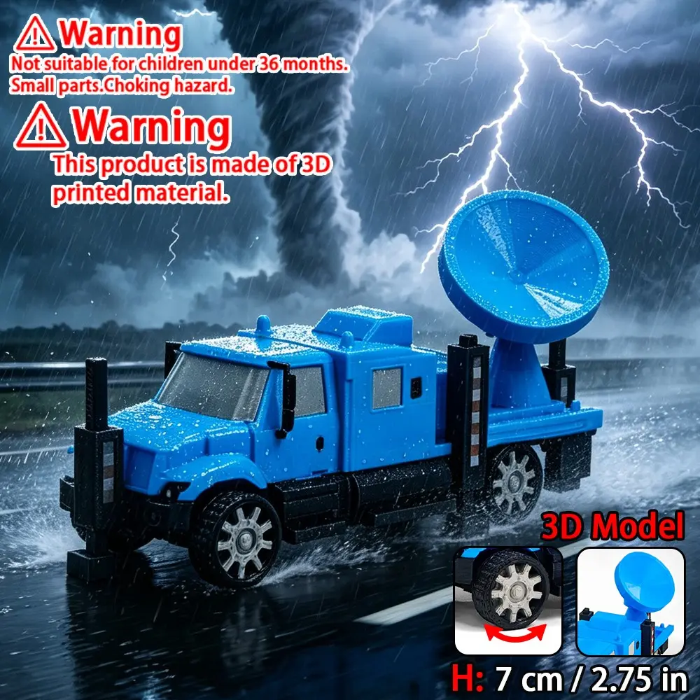 3D Printed TIV-2 Storm Interceptor Vehicle Model, Realistic Tornado Chaser Meteorological Observation Truck Model&Satellite Radar Detail，Weather Explorer Car Collection Display,STEM Educational Geography Science Gift for Storm Enthusiasts  Model Collector