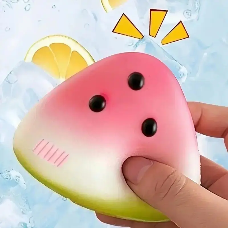 Cute Watermelon Squishies Stress Ball for Adults, Slow-Rising Fruit Squishies Fidget Toy, Soft Squeeze Sensory Stress Toy for Anxiety Relief
