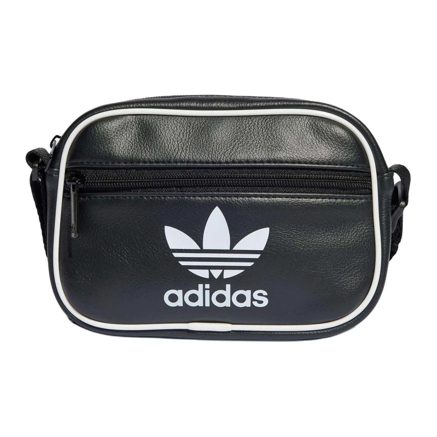 Adidas Originals Trefoil Casual Fashion PU-Coated Crossbody Shoulder Bag for Men and Women, Black