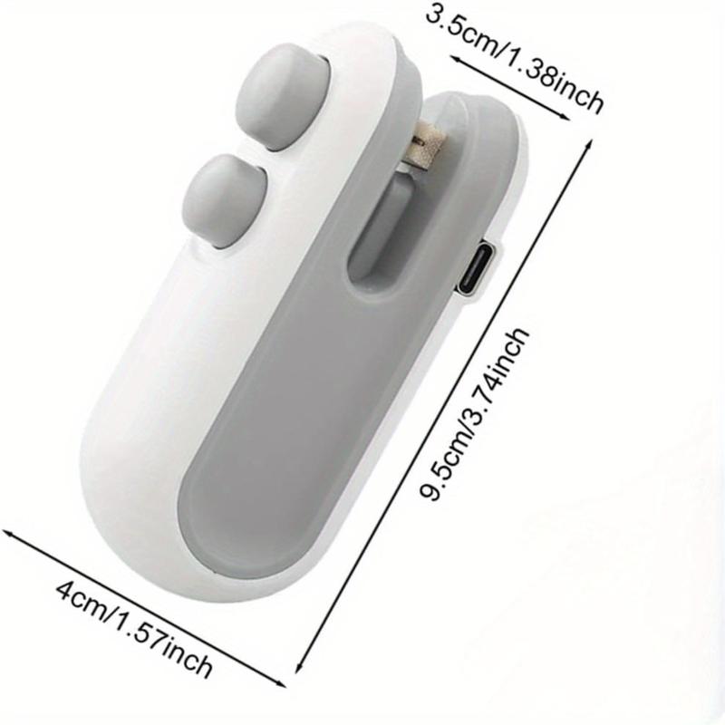 White 2-in-1 Mini Sealer Machine: Magnetic Charging Design with Built-in Cutter, Handheld Heat Sealer for Plastic Bags, Effortless Food Storage & Preservation
