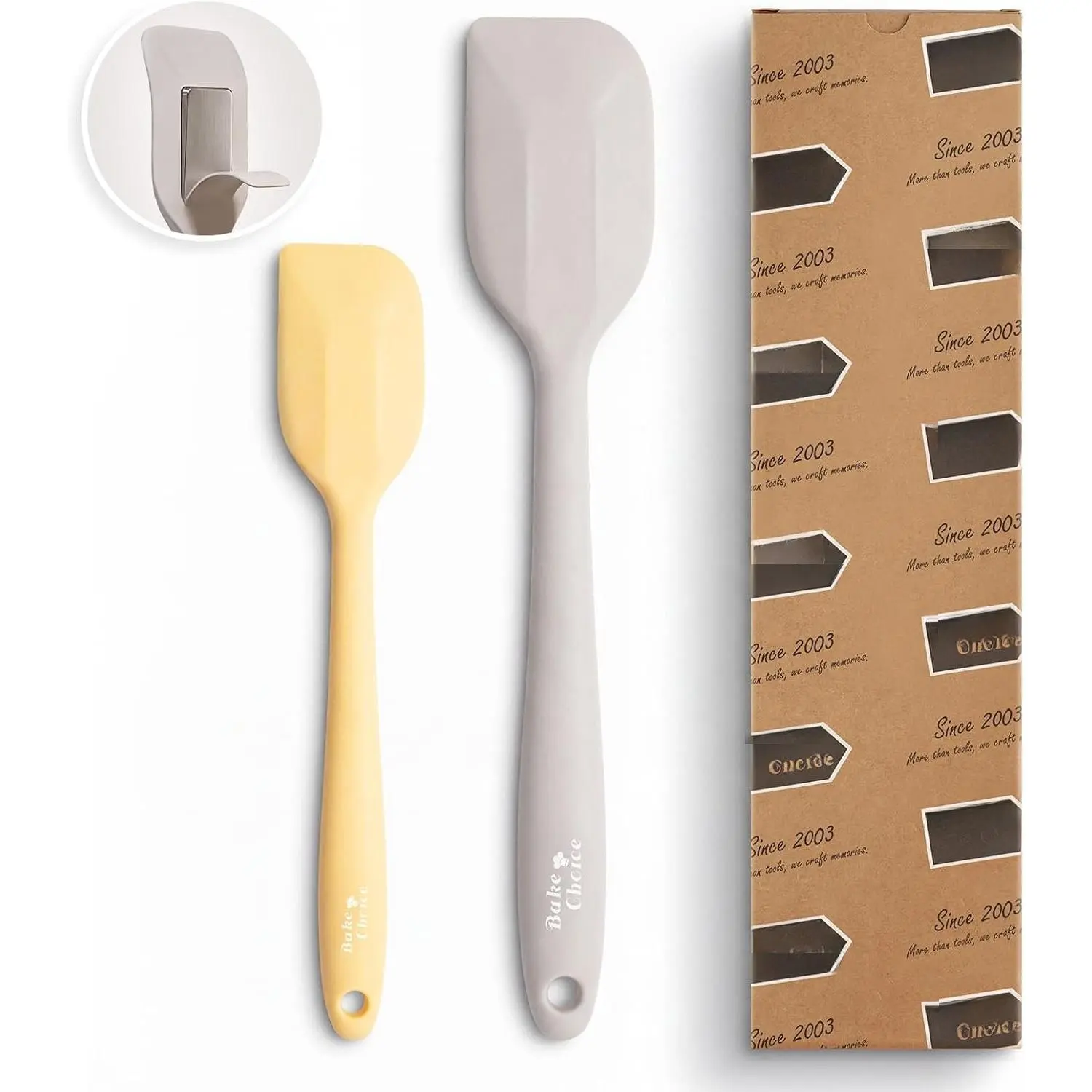 2 count  Spatula Set with  Steel Core, Heat Resistant Up to 600℉,  Grade  Rubber Spatula Set for Baking, Cooking & Mixing, Non-Scratch for Non-Stick Cookware