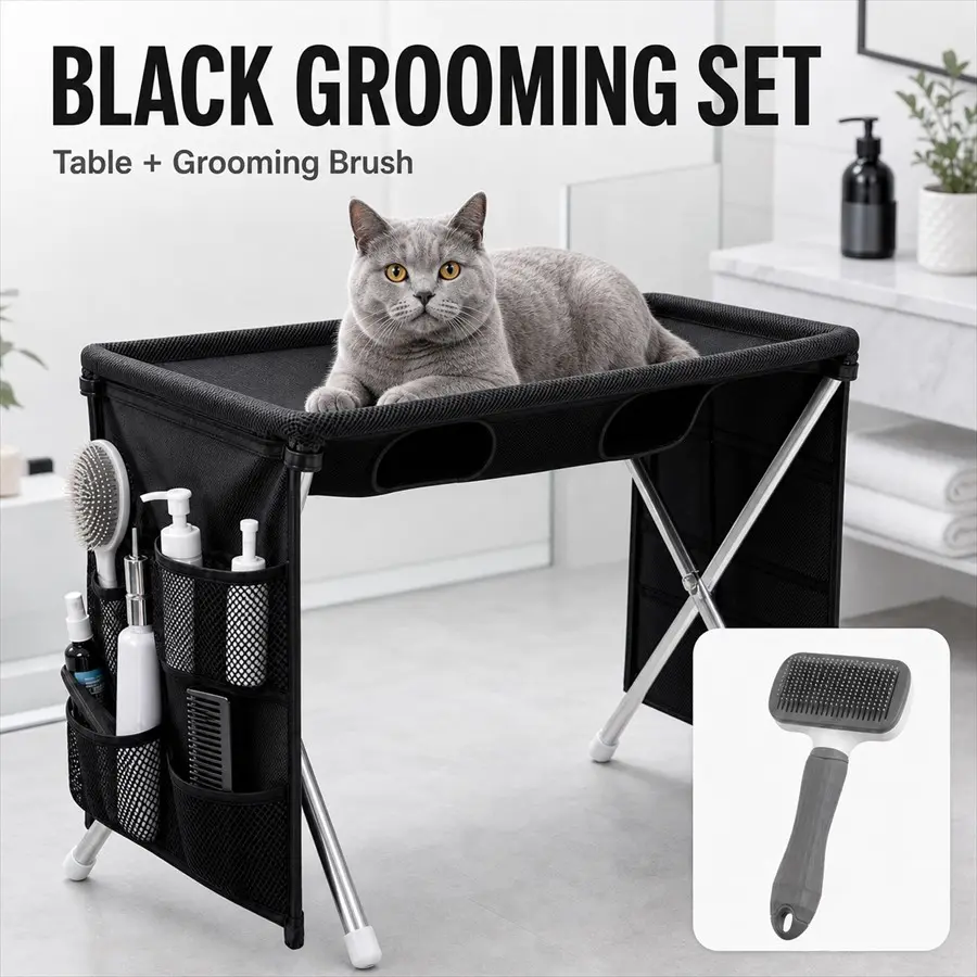 Pet Grooming Bed Set, Anti-Movement Design, Easy Bathing, Nail Trimming, Brushing, Complete Pet Care Kit for Dogs & Cats