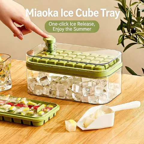 Large Capacity Round Ice Cube Tray Mold, Food Grade Silicone Easy Release, Home Refrigerator Use, Includes Scoop, Durable & Reusable, Kitchenware