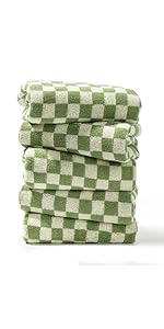 Hand Towels 5 Pack Cotton Face Towels Soft, Absorbent, and Decorative Checkered Design for Bathroom, Kitchen, Gym, and Spa 13 x 29 Inches for Any Occasion