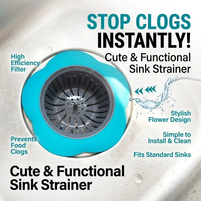 1pc Filter screen for kitchen sink, drain for bathroom toilet, prevents blockage, filter in flower shape