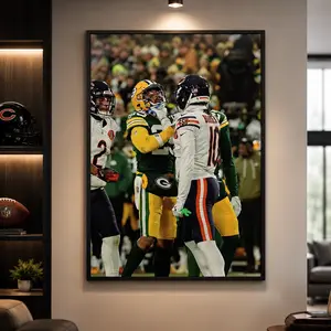 Luther Burden Football Canvas Wall Art Poster, Explosive Playmaking Sports Artwork Photo Print, Chicago Football Inspired Decor, Waterproof Canvas for Bedroom Office Dorm Man Cave Game Room, Football Gift for Men Teens Fans, Sports Home Decor