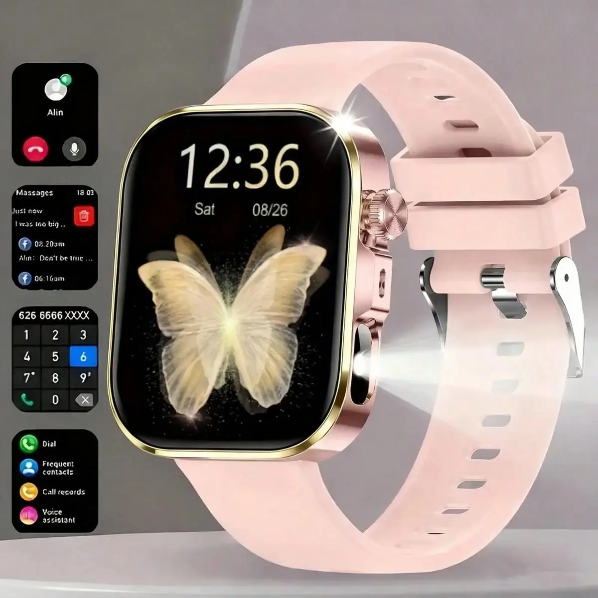 Smart Watch 2.01 Inch TFT HD Screen for Android iPhone, Bluetooth Call Music Control Step Counter Fitness Tracker, Modern Style Smartwatch for Men Women, Great Holiday Gift for Family Friends Parents