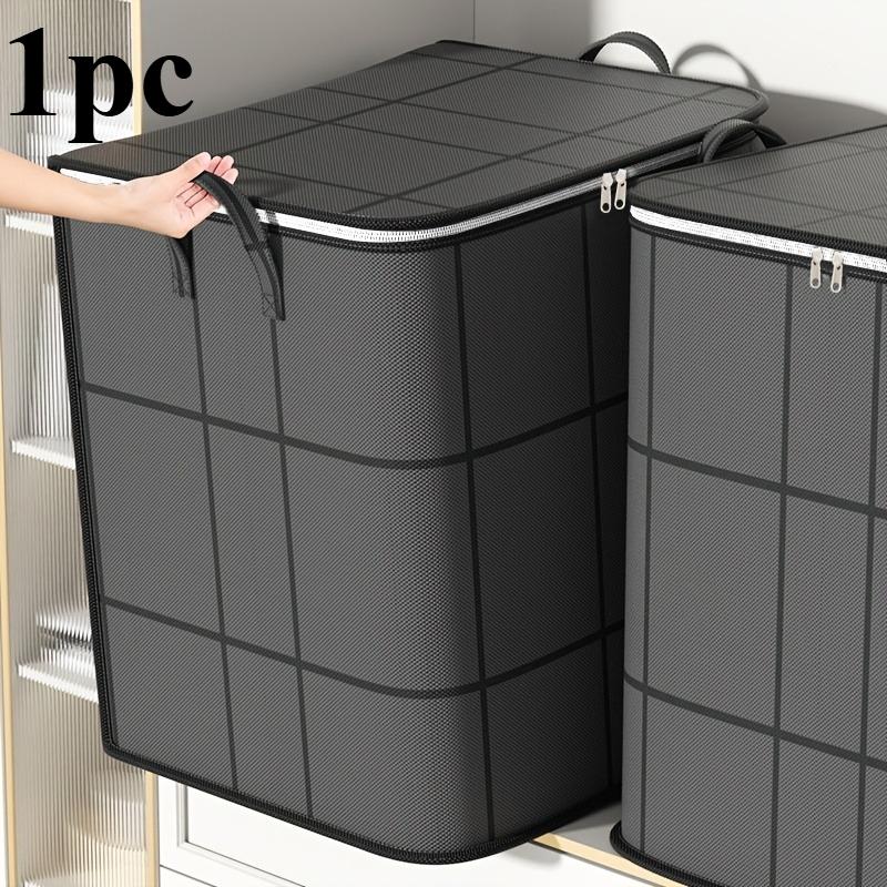 Extra Large 47.55gal Heavy-Duty Folding Storage Bag with Flip-Top Lid & Double Chain Closure - Heavy-Duty Rectangular Organizer with Black Frame for Moving, Travel, Under-Bed Storage - Space-Saving Collapsible Storage Box for Clothes, Beddi