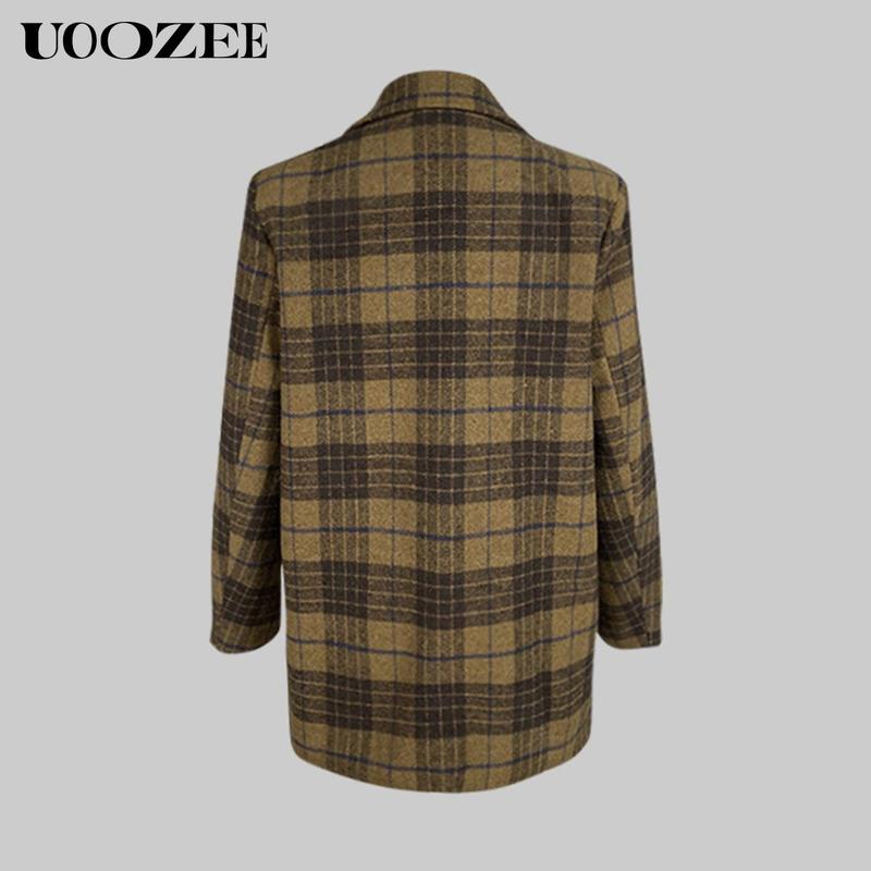 UOOZEE Women's Autumn Winter Retro Classic 2 Piece Blazer Suit, No Belt Pockets Blazer New Long Sleeves Loose Elegant Formal Business Outerwears Jackets & Plaid Pockets High Waisted Loose Full Length Trousers Pants UOOZEE Women's Autumn Winter Retro Classic 2 Piece Blazer Suit, No Belt Pockets Blazer New Long Sleeves Loose Elegant Formal Business Outerwears Jackets & Plaid Pockets High Waisted Loose Full Length Trousers Pants